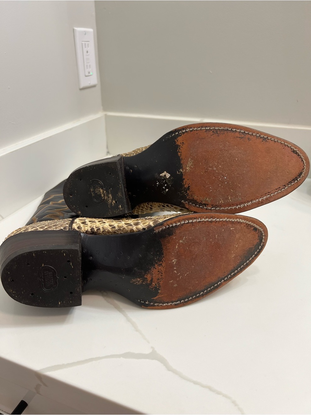 Nocona Black and Gold Exotic Python Western Boots - Picture 6 of 10